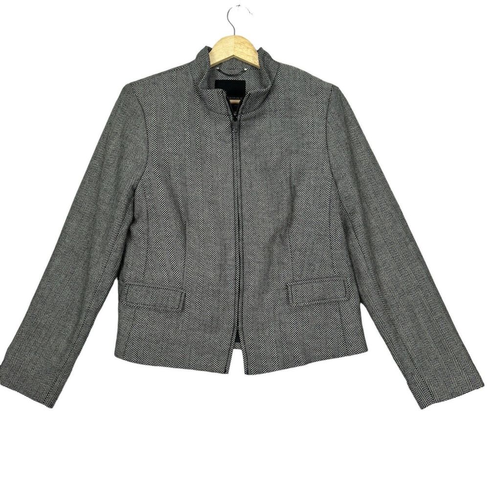 Banana Republic Wool Blend Twill Jacket Womens Petite Size 10 Zip Dress Jacket - Picture 2 of 14